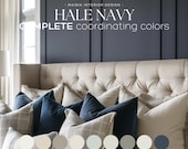 HALE NAVY Benjamin Moore Paint Palette Neutral House Interior Paint Colors Coordinating Colors For Living Room, Cabinets and Whole House.