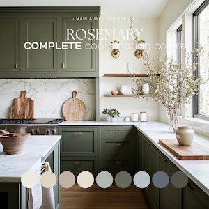 ROSEMARY Sherwin Williams color palette 2025 Whole house paint palette  Best green color sage green Rosemary cabinet complementary color