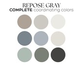 REPOSE GRAY Sherwin Williams color palette of the year 2025 whole house paint palette modern neutral paint palette for home muted blue green