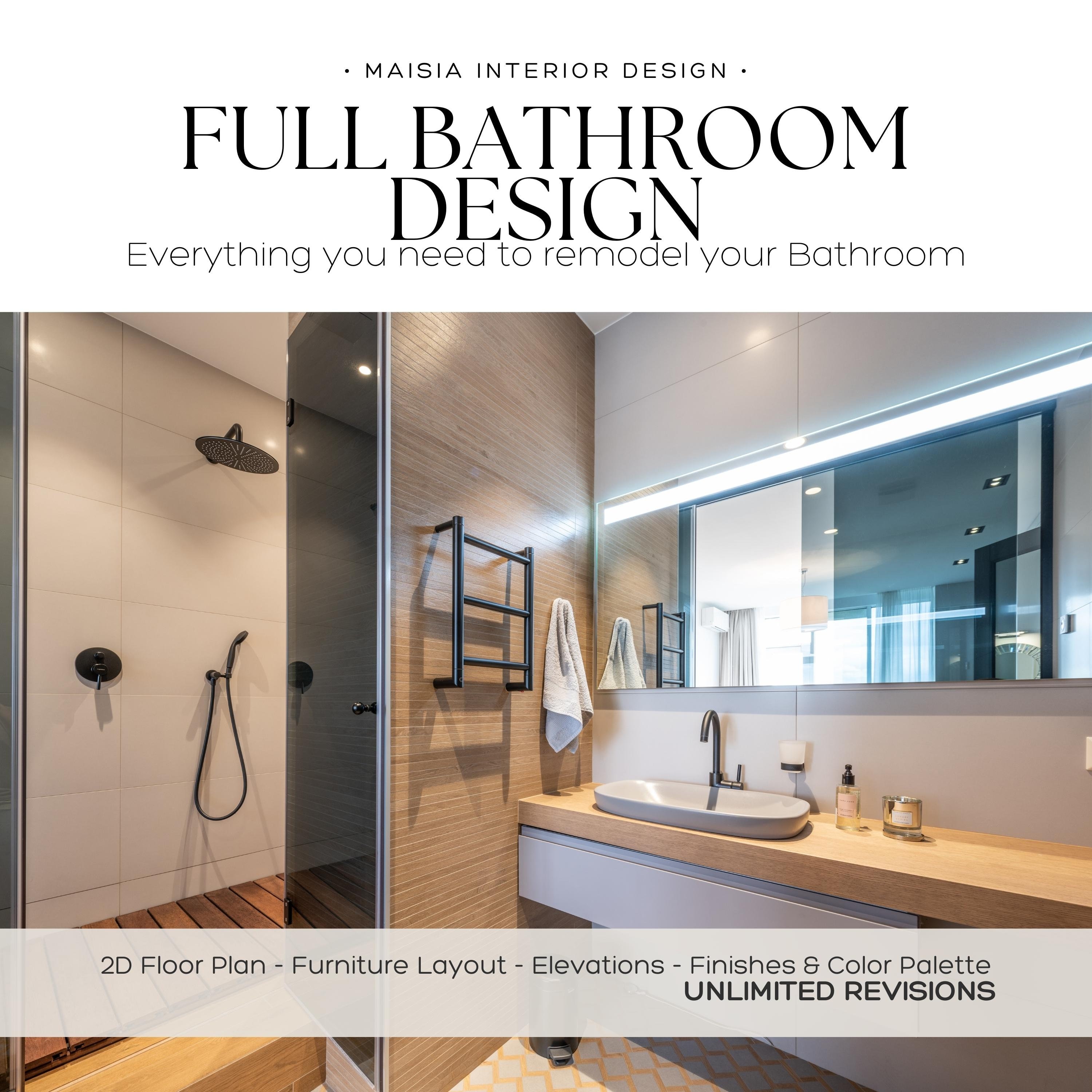 BATHROOM REMODEL Virtual Interior Design Service 2D (Download Now) Etsy