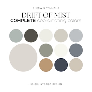 DRIFT OF MIST Sherwin Williams Color Palette whole house color palette paint color scheme coordinating color paint palette home color scheme