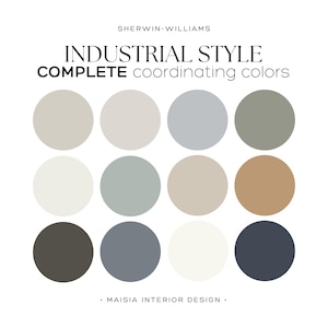 Sherwin Williams Color Palette whole house color palette paint color scheme INDUSTRIAL STYLE  paint palette Drift of Mist coordinating color
