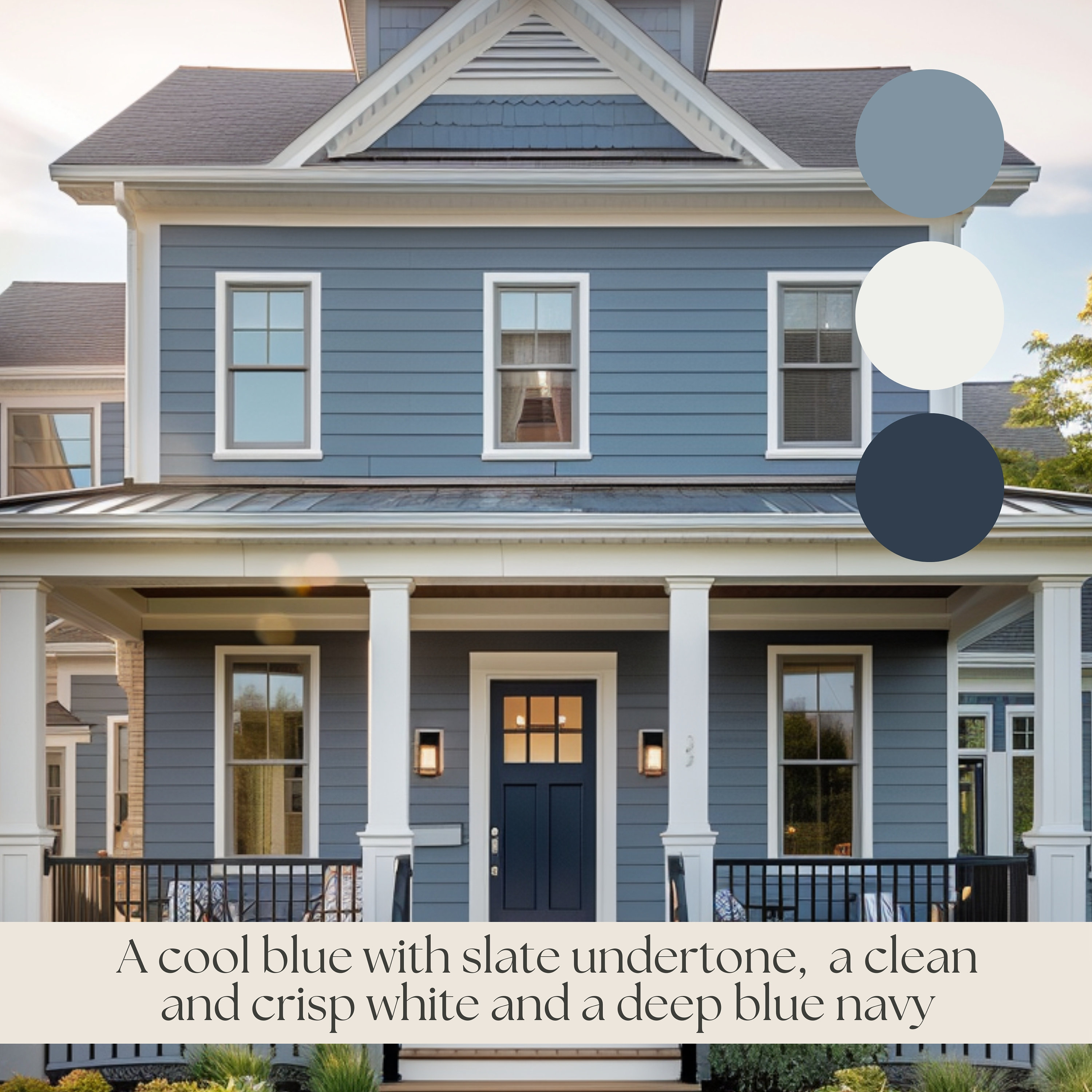 Blue EXTERIOR House Paint Color Combination Navy Coordinating Color For 
