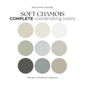 SOFT CHAMOIS Benjamin Moore color scheme Calm and Neutrals paint color for Home Best Modern neutrals color ideas Whole House Paint Palette
