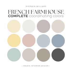 French Farmhouse paint palette Sherwin Williams color palette whole house paint palette French Country color palette idea Agreeable Gray