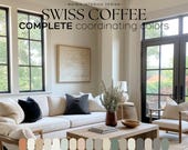 Best Benjamin Moore Swiss Coffee palette for modern home interior soft neutral tone warm paint colors for living rooms bedrooms open concept