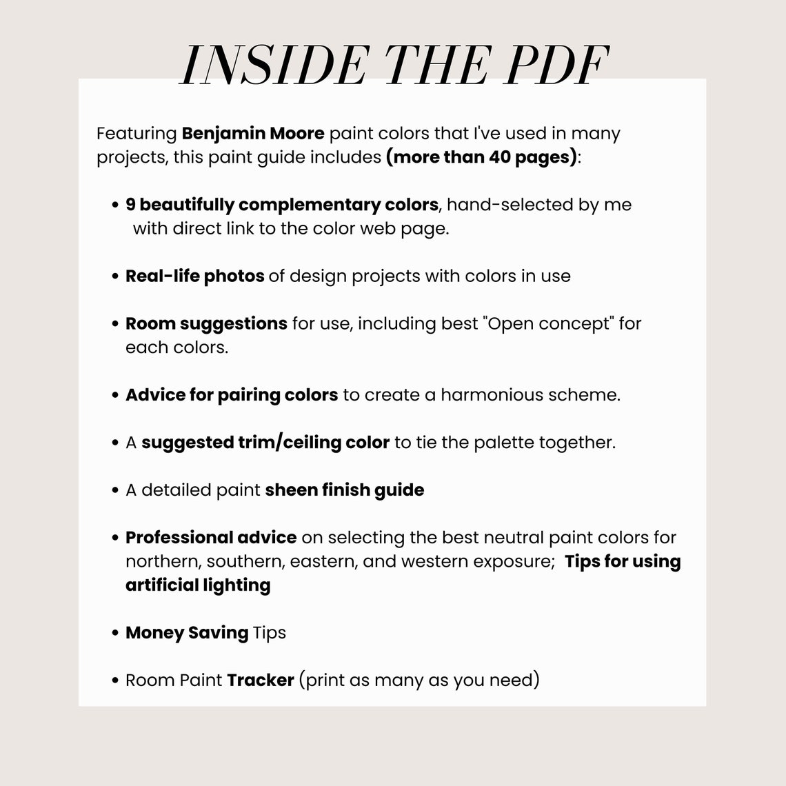 PALE OAK Benjamin Moore Color Palette Pale Oak Color Palette - Etsy Canada