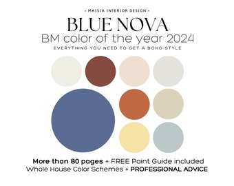 Color of the year 2024 BLUE NOVA Benjamin Moore Blue Nova whole house color palette Benjamin Moore paint color Best palette paint palette