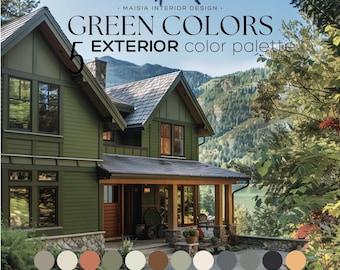 Green EXTERIOR House Paint exterior color scheme paint color Sherwin Williams Exterior paint palette curb appeal exterior color palette