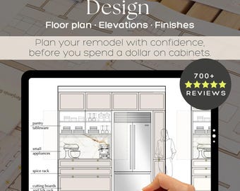 Kitchen Remodel Design Plan | Custom Floor Plan, Elevations & Finishes | Online Kitchen Designer |  Custom Layout, Cabinet and Material