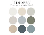 MALABAR Sherwin Williams color of the year 2025 peaceful neutral color scheme whole house paint palette modern calm paint color Rain Cloud