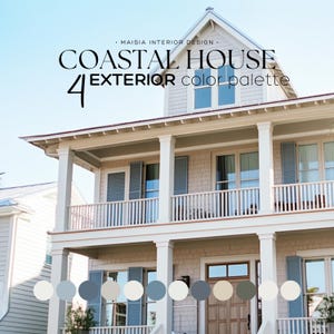 COASTAL EXTERIOR House color combination Navy coordinating color Sherwin Williams exterior color palette light blue exterior white house