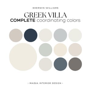 GREEK VILLA Sherwin Williams Paint Palette House Interior Paint Colors for Home Coordinating colors Modern Neutrals whole house color