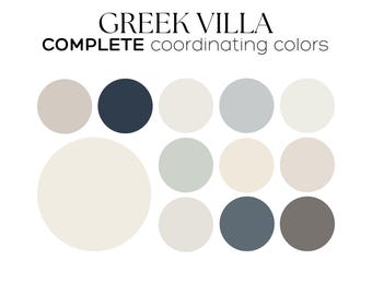 GREEK VILLA Sherwin Williams Paint Palette House Interior Paint Colors for Home Coordinating colors Modern Neutrals whole house color