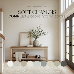 SOFT CHAMOIS Benjamin Moore color scheme Calm and Neutrals paint color for Home Best Modern neutrals color ideas Whole House Paint Palette