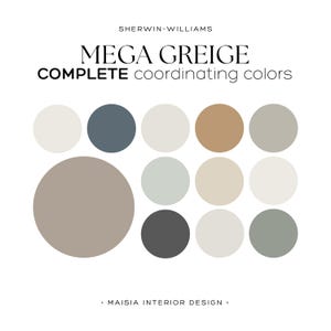 MEGA GREIGE color palette Sherwin Williams Color Palette whole house color palette Mega Greige Coordinating color home paint color scheme