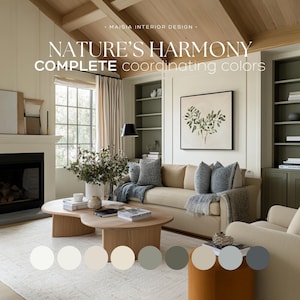 Earthy Natural Benjamin Moore Color Palette Whole House Paint color Coordinating Colors Neutral Paint Palette Calm House Paint selection