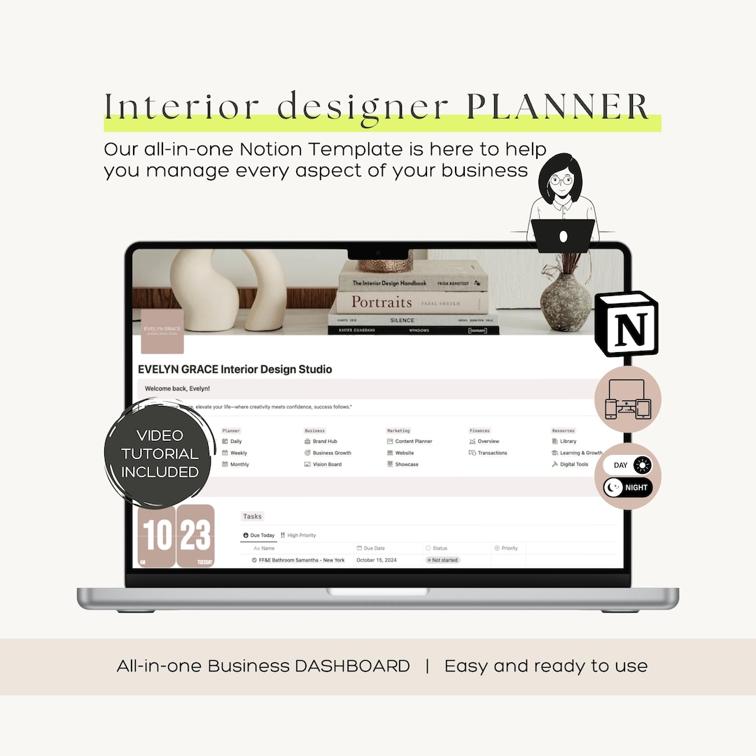 INTERIOR DESIGNER Notion Template Small Business Planner Notion ...