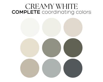 CREAMY WHITE Benjamin Moore Color Palette Whole House Paint Palette Coordinating Colors Neutral Paint Palette Calm Interior Paint Colors