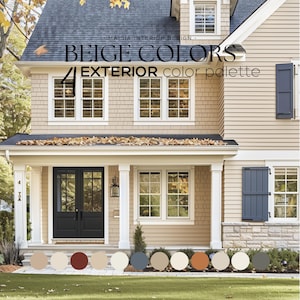 Beige EXTERIOR House Paint color combination Tan coordinating color for curb appeal Sherwin Williams exterior paint palette warm beige home