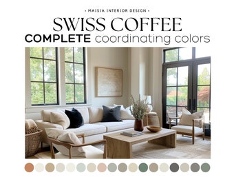 SWISS COFFEE Benjamin Moore Color Palette Whole house paint palette Swiss Coffee paint color palette Swiss Coffee coordinating color