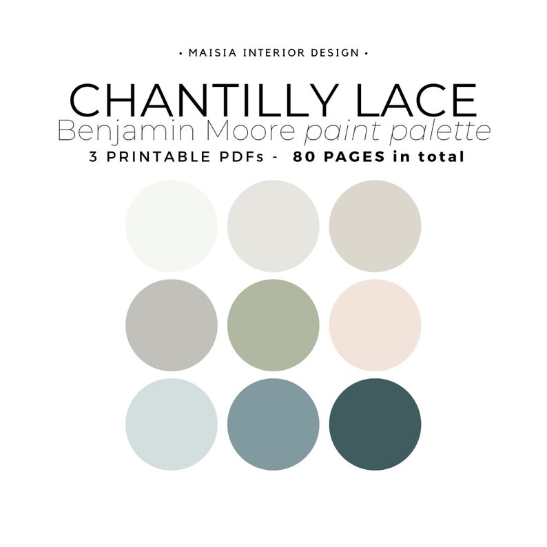 CHANTILLY LACE Benjamin Moore Paint Color Palette Benjamin Etsy