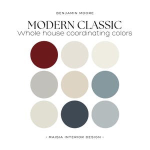 Benjamin Moore Color Palette Whole House Paint palette Timeless paint color Modern classic home color scheme Classic Gray Benjamin Moore