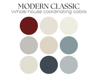Benjamin Moore Color Palette Whole House Paint palette Timeless paint color Modern classic home color scheme Classic Gray Benjamin Moore