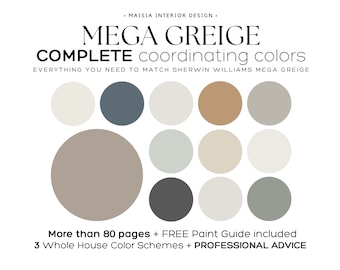 MEGA GREIGE color palette Sherwin Williams Color Palette whole house color palette Mega Greige Coordinating color home paint color scheme