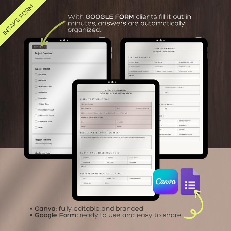 Interior Designer Client Onboarding System Client Intake Form Fee ...
