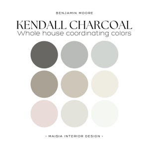 KENDALL CHARCOAL paint color palette White Dove color palette, warm neutral palette Whole house paint palette, Benjamin Moore Color Palette