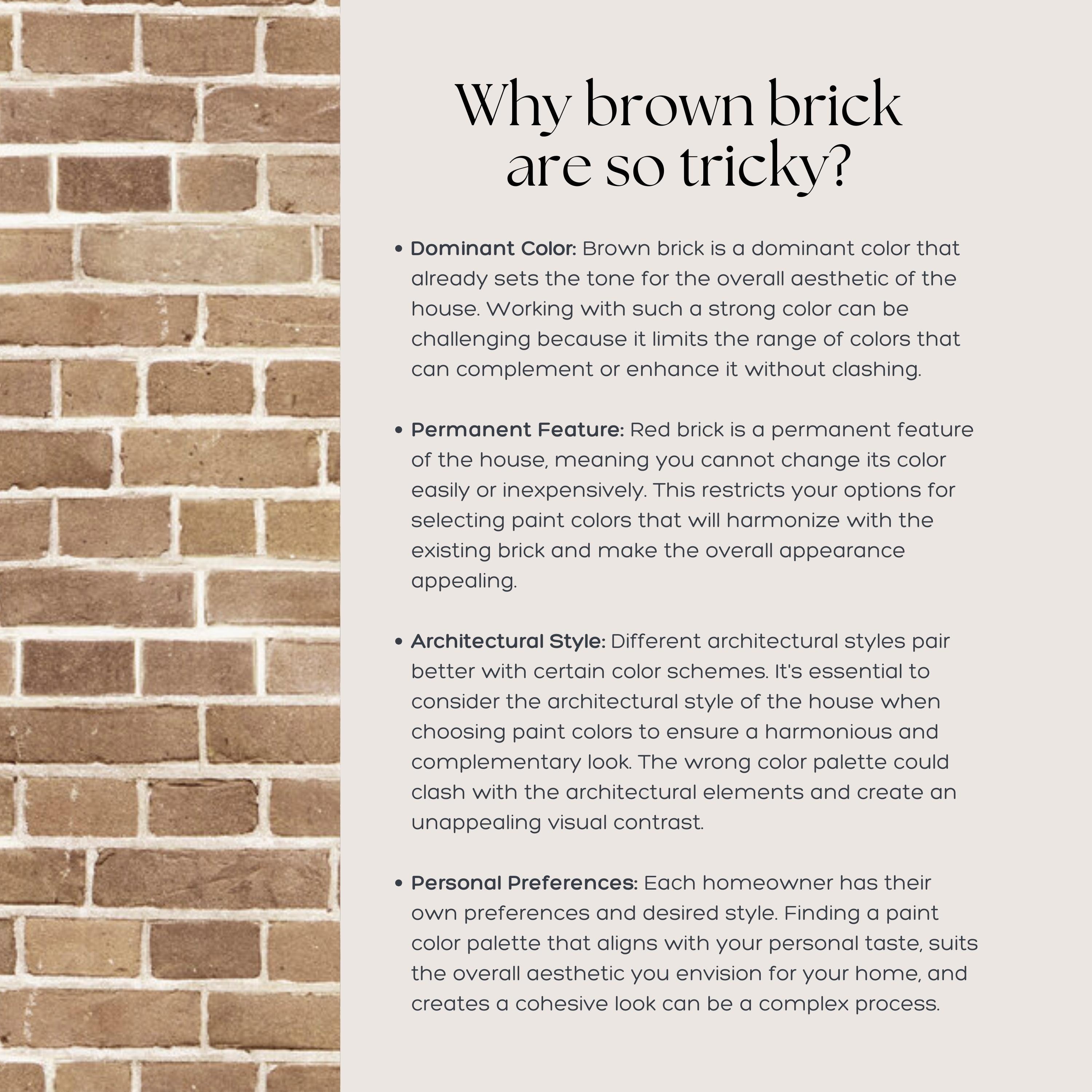 EXTERIOR Paint Palette for BROWN BRICK, Brown Bricks Exterior Paint