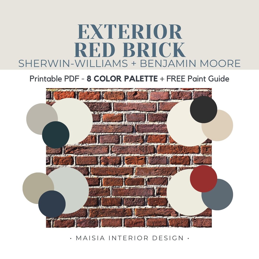 EXTERIOR Color Palette for RED BRICK Red Brick Exterior Paint Etsy