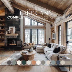 LAKE CABIN Benjamin Moore Color Palette 2024 best neutral Paint Colors for Home Color Scheme Lake House paint color palette idea