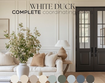 WHITE DUCK Whole house paint palette Sherwin Williams color palette 2025 Best warm neutral color warm off white Home color scheme