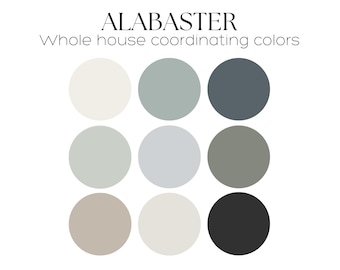 Sherwin Williams ALABASTER paint palette Modern Farmhouse Paint Color palette whole house paint palette best idea Alabaster Coordinating