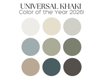 UNIVERSAL KHAKI Sherwin Williams color palette of the year 2026 peaceful neutral color scheme whole house paint palette modern calm color