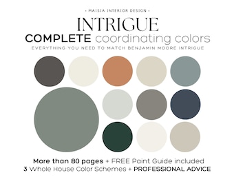 Whole house paint palette BENJAMIN MOORE Color Palette INTRIGUE coordinating color palette home color scheme Home Color scheme idea