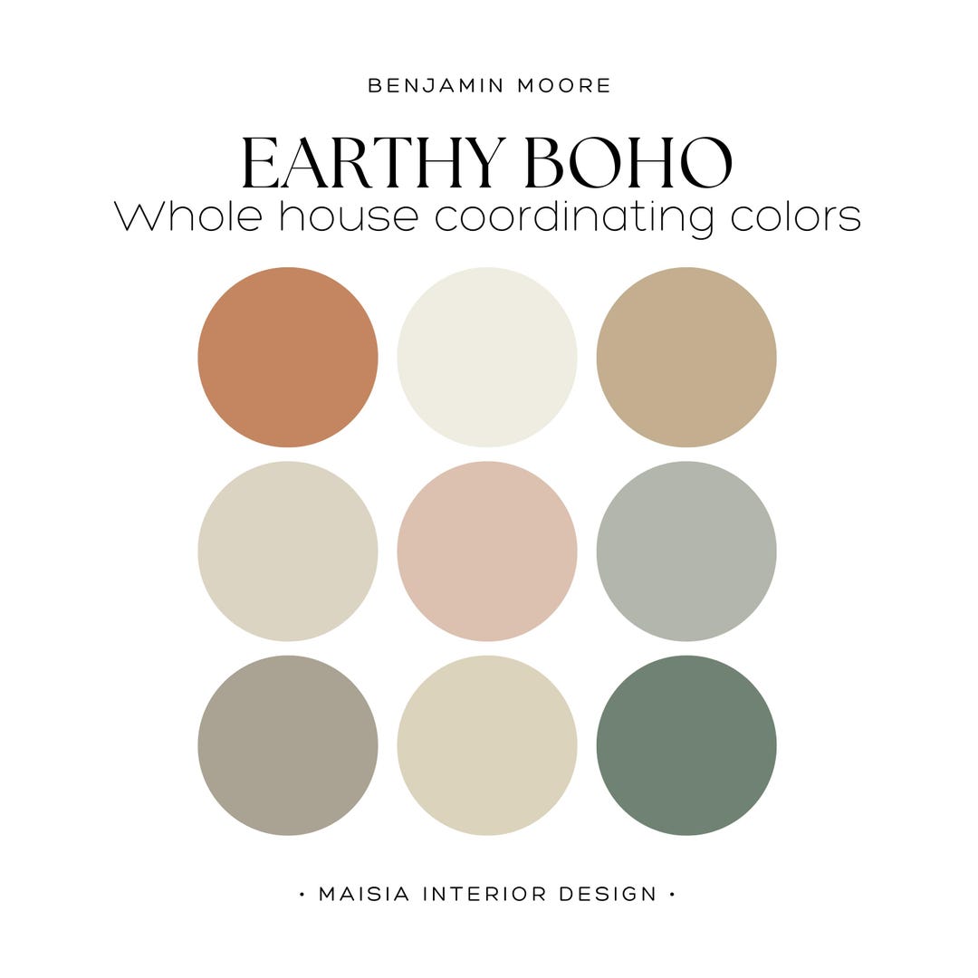 Earthy Tones Benjamin Moore Color Palette for Home Interiors Warm ...