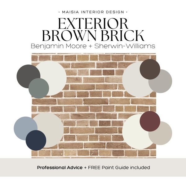 EXTERIOR Paint Palette for BROWN BRICK  Exterior Paint color Sherwin Williams color palette Benjamin Moore best color scheme for brick idea