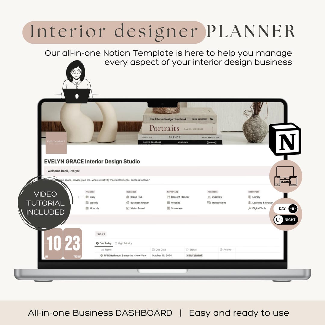 INTERIOR DESIGN Notion Template Small Business Planner Notion Interior ...