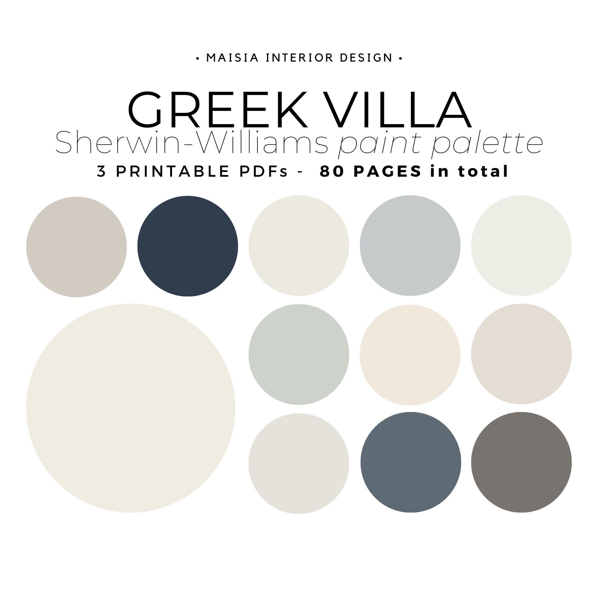 GREEK VILLA Paint Color Palette Sherwin Williams TRANSITIONAL Etsy