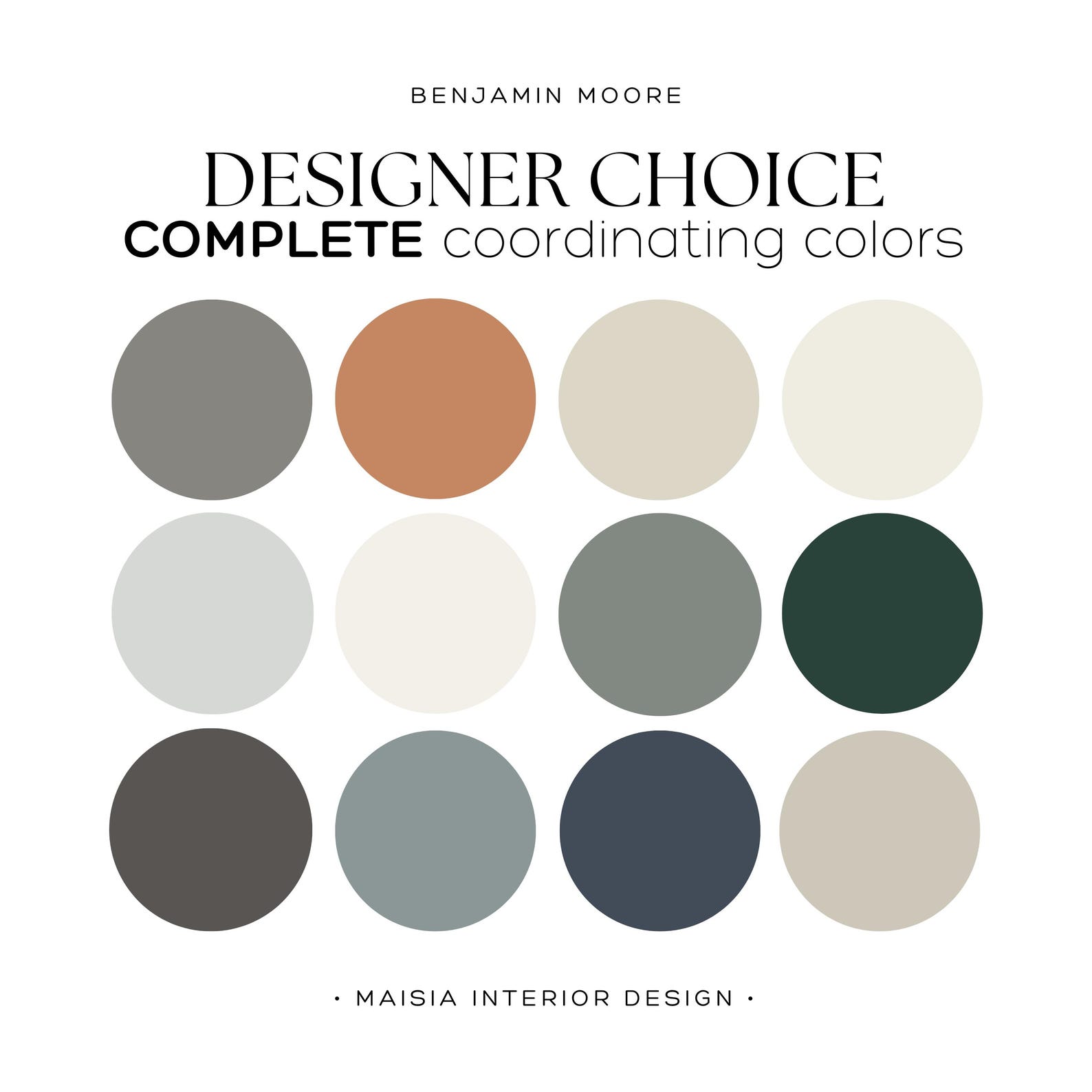 Whole House Paint Palette BENJAMIN MOORE Color Palette Paint Color ...