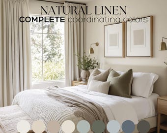 NATURAL LINEN Whole house paint palette Sherwin Williams color palette Best warm neutral color muted blue sage green  Home color scheme