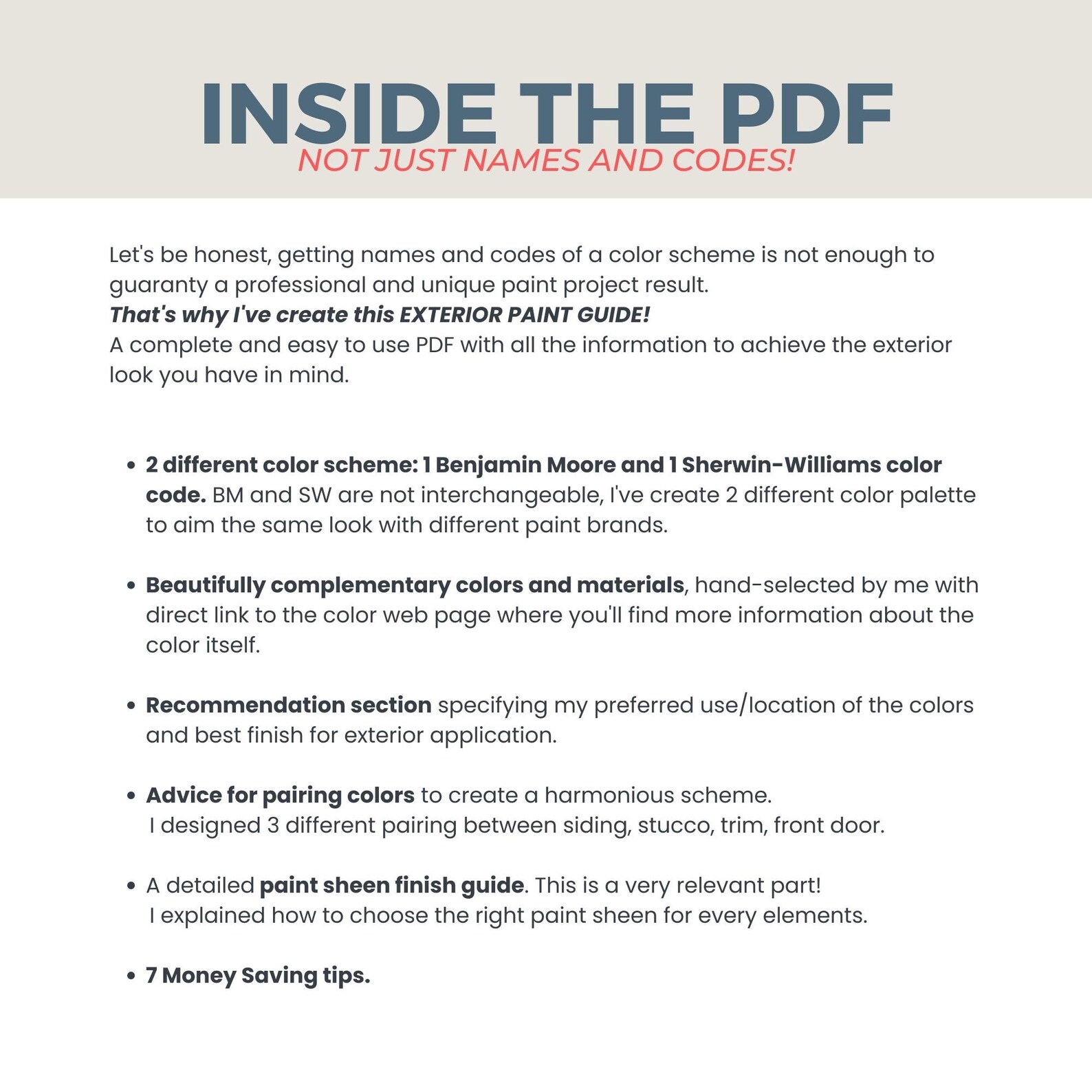 EXTERIOR Paint Palette for BROWN BRICK, Brown Bricks Exterior Paint