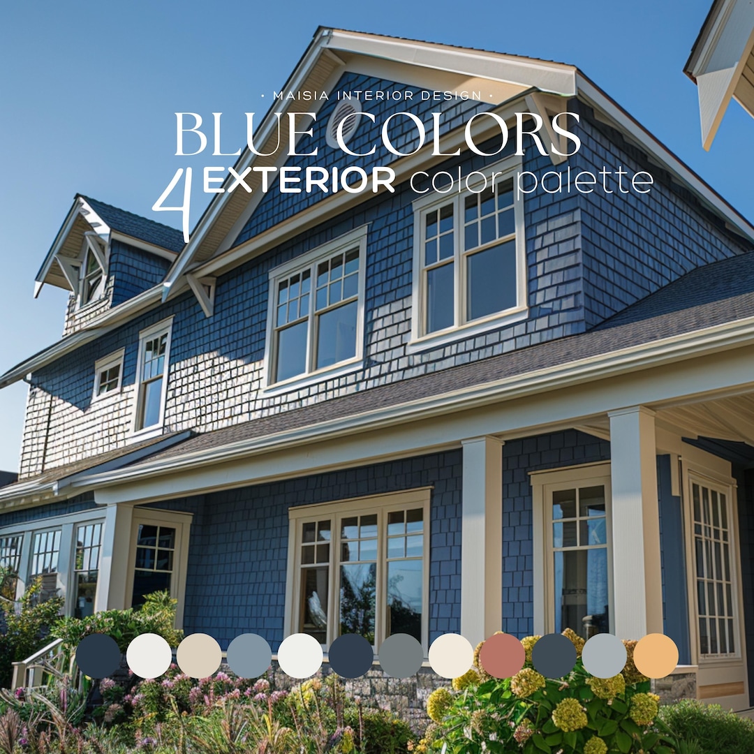 Blue EXTERIOR House Paint Color Combination Navy Coordinating Color for  Curb Appeal Sherwin Williams Exterior Color Palette Blue Gray Home - Etsy, image size:1080x1080