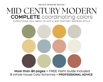 MID CENTURY MODERN color palette Benjamin Moore color palette mid century modern paint color scheme whole house paint palette idea color