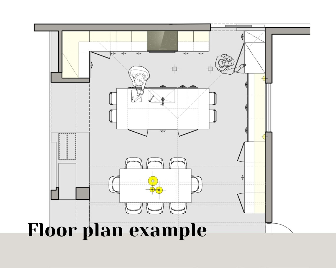 KITCHEN DESIGN Custom 2D Floor Plan Furniture Placement Space Planning