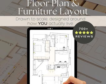 Servicio de distribución de mobiliario / Plano de planta de habitación a escala personalizado / Plan de diseño de interiores personalizado / Distribución de habitaciones a escala