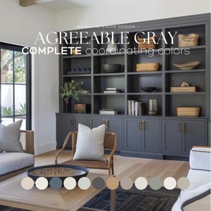 AGREEABLE GRAY Sherwin Williams Paint Palette Modern Neutral Interior Paint Colors for Home Coordinating Interior Design Color Palette